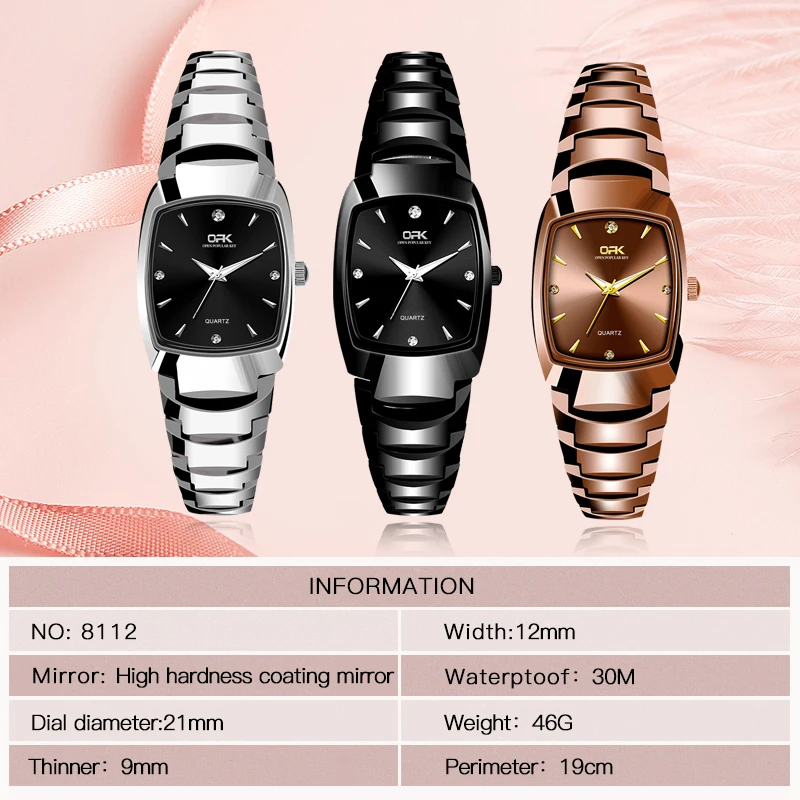 OPK 8112 Women Watches Elegant Simple Original Quartz Wristwatch Waterproof Luminous Square Ladies Watches Gifts Box Reloj
