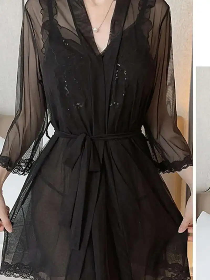 شيفون جديد الأرجواني الدانتيل الترتر انظر الدانتيل المرأة الرغبة النقية إغراء ، معلقة الرقبة مكشوف الظهر قطعة واحدة حقيبة الورك فستان E48N