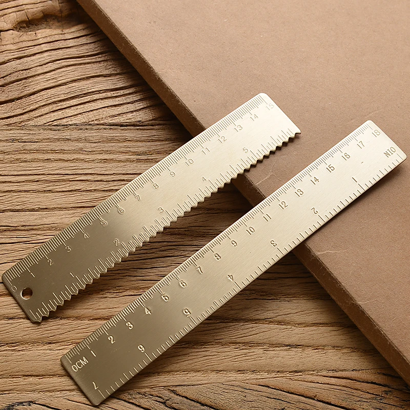 1Pcs Vintage Brass Straight Ruler High Quality Triangle Ruler Protractor For Students Measuring Tool School Stationery Supplies