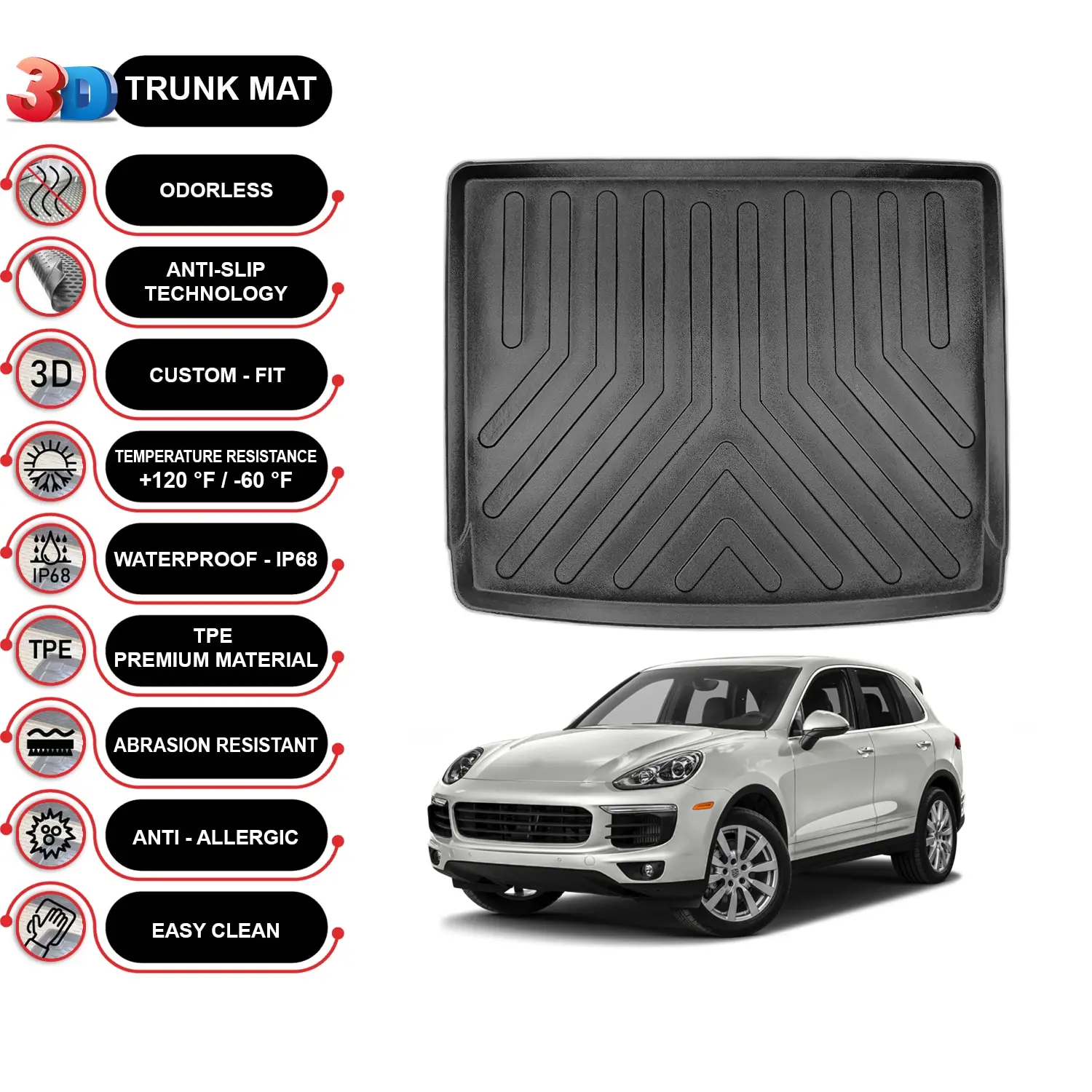 

Porsche Cayenne 2011-2017 Cargo Liner Rear Trunk Floor Mat