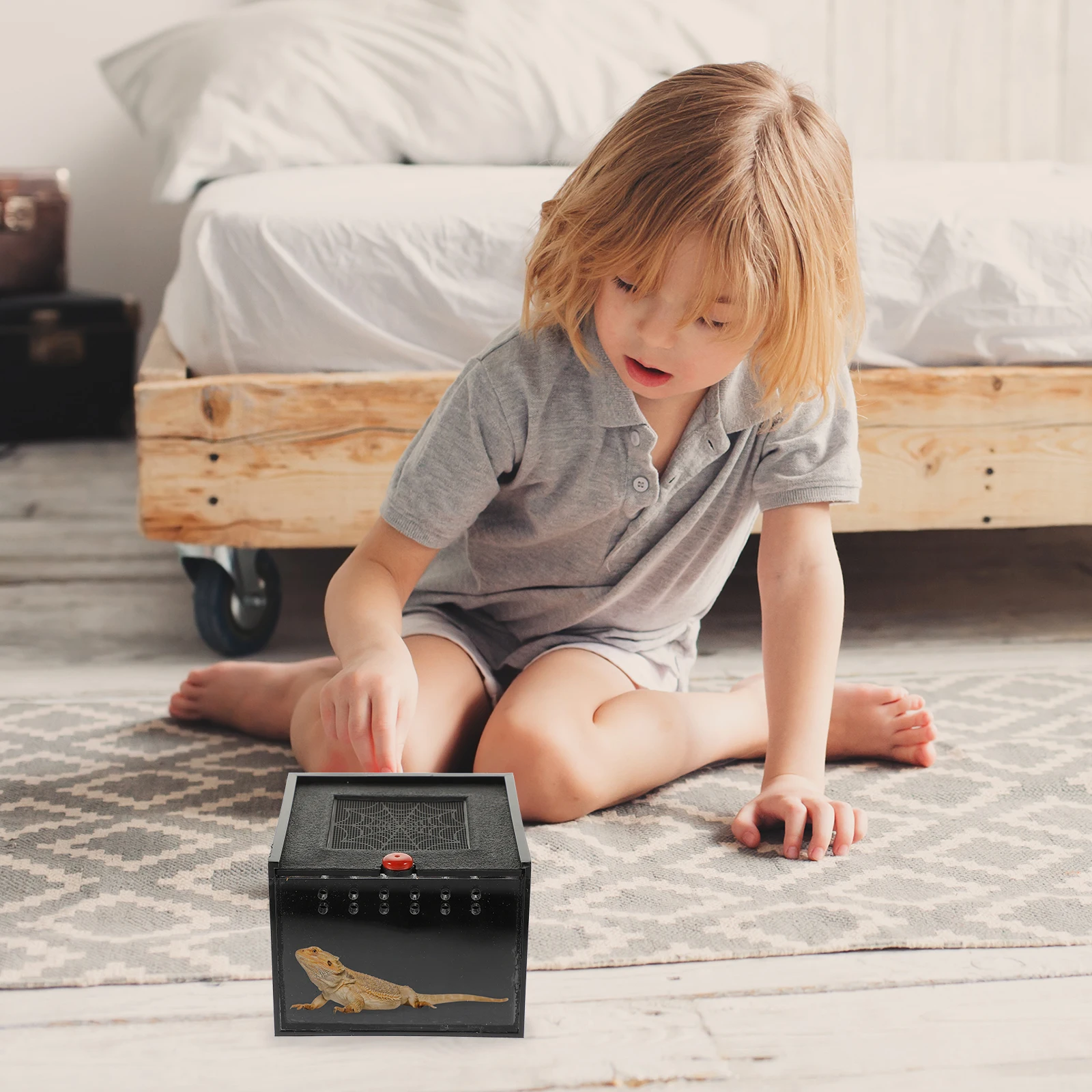 

Spider Ventilated Glass Reptile Feeding Box Practical Small Animal Breeding Habitat Terrarium Container for Lizards Tarantulas