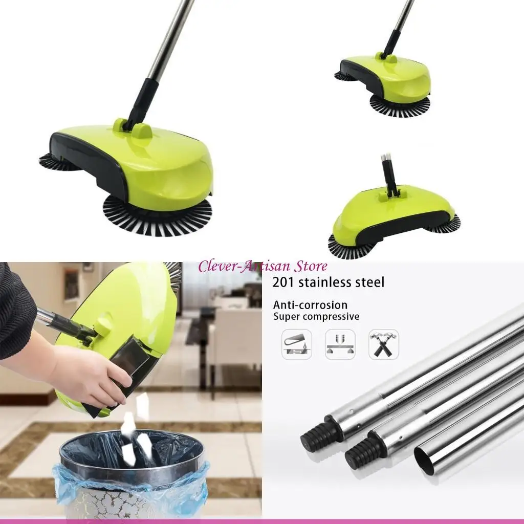 

E06B Многофункциональная ручная подметальная машина, неэлектрическая вращающаяся на 360 градусов швабра для пола, веник, для