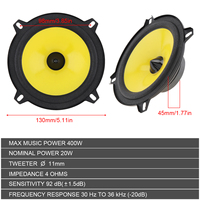 2pcs 5 Inch 400W Full Range Frequency Car Speakers Heavy Mid-bass Ultra-thin Modified Speaker with Non-destructive Installation
