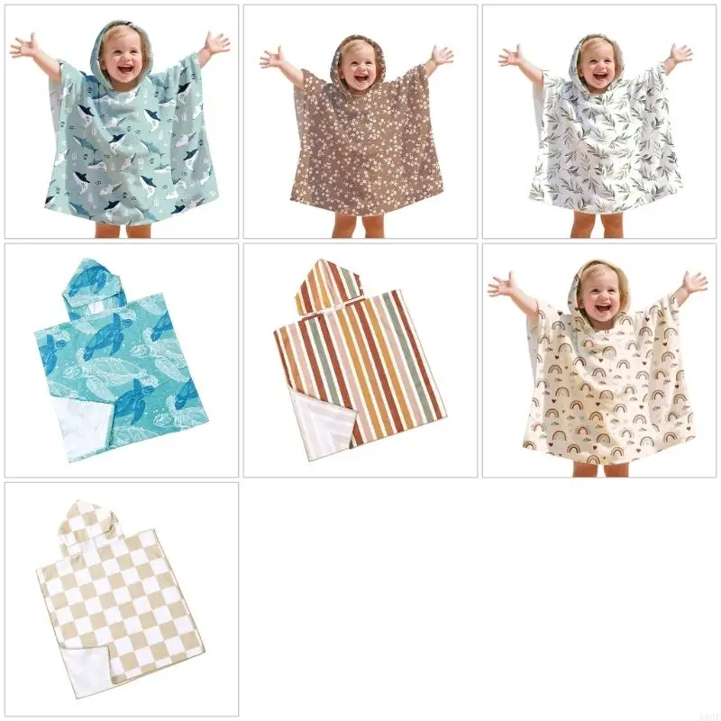 

K8GF Absorbent Cartoon Print Bath Cloak For Children Lightweight Soft Safe Fabric