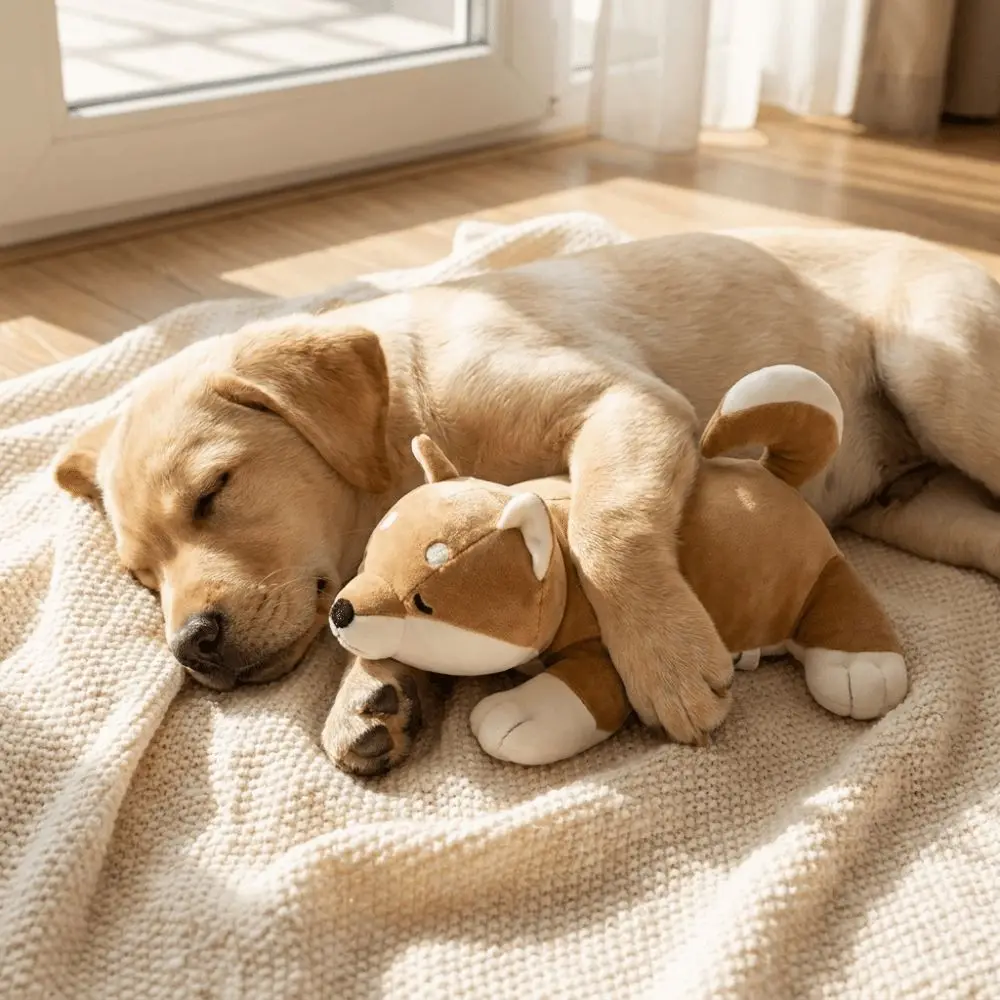 Simulation Heartbeat Pet Heartbeat Plush Doll Soft Interactive Dog Anxiety Toy Comfortable Dong Shape Pet Sleep Aid Toy