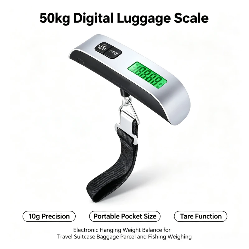 Mini Pocket Electronic Hanging Scale 50kg 10g High Accuracy Digital Weight Balance for Travel Suitcase Baggage Parcel Weighing