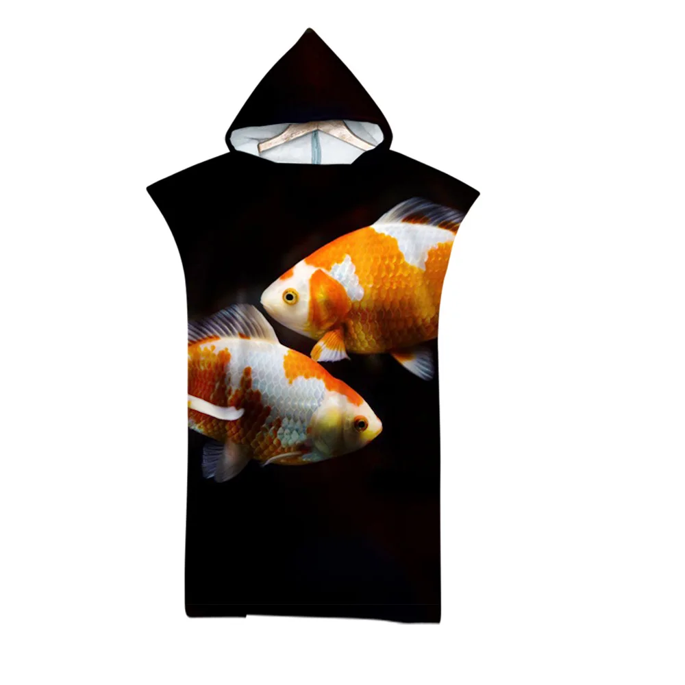 

Пончо унисекс с капюшоном в виде золотой рыбки-клоун, полотенце для взрослых и детей, для плавания, серфинга, смены пляжа, Прямая поставка, праздничный подарок