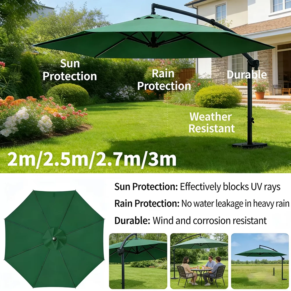 Garden Patio Replaceable Umbrella Canopy Cover Waterproof Sunshade Parasol Top Cloth 2/2.5/2.7/3m For 6/8 Ribs UV Resistant