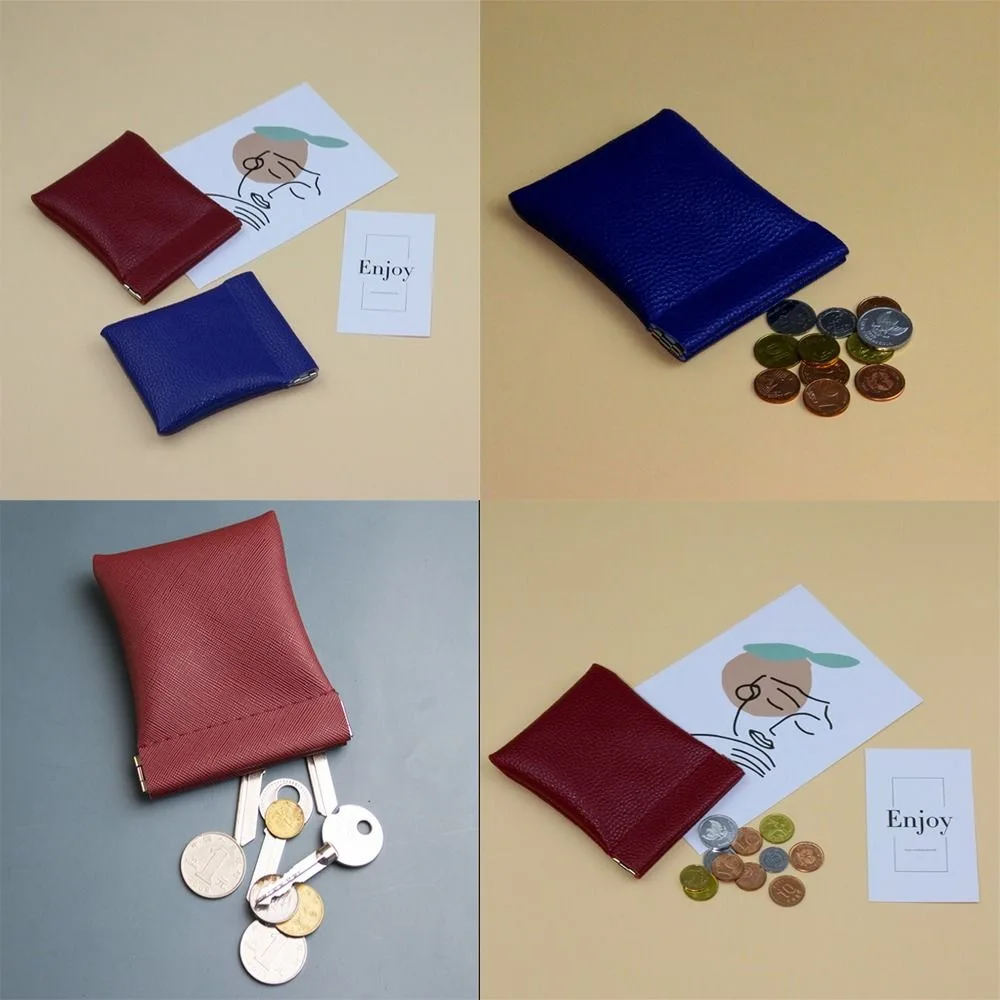 

New PU Leather Shrapnel Bag Mini Solid Color Coin Purse Portable Key Case Women Men