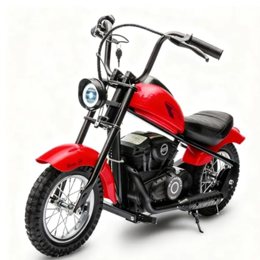 

Electric Dirt Bike, 15 Mph and 150lb Max, 24V Ride On Toy for Big w/Led Lights and Power Display, Chain-Driven Motor, Twist-Gri