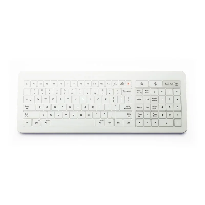 IP67 Waterproof Universal Serial Bus Medical Glass Keyboard with Touchpad Wired Mouse Combination