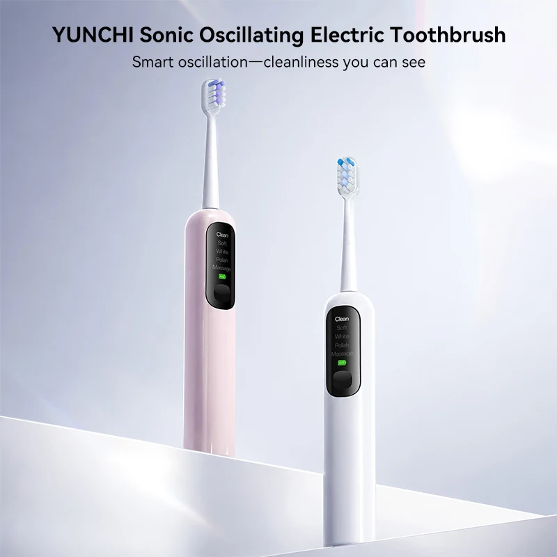 YUNCHI Rechargeable Electric Toothbrush Scientific Oscillation Low Noise IPX7 Waterproof for Daily Oral Care Home Travel