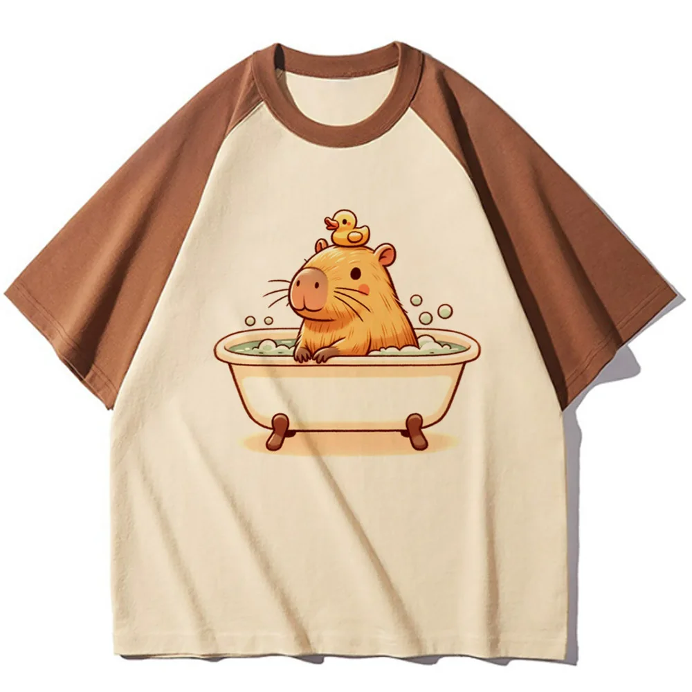 Capibara t-shirts women crew neck t-shirts girl 2000s graphic manga clothing