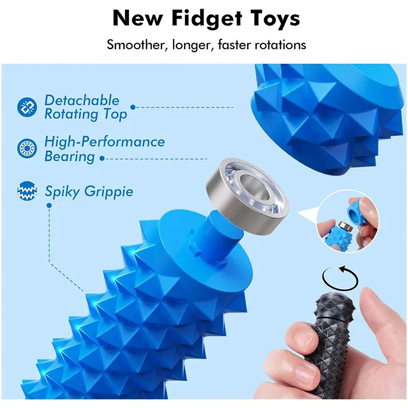 3D Gedrukt Pijn Stim Fidget Speelgoed Roterende Spiky Grippie Zintuiglijke Ingang Angst Autisme Kantoor Reizen Nieuwigheid Speelgoed Spike Roller