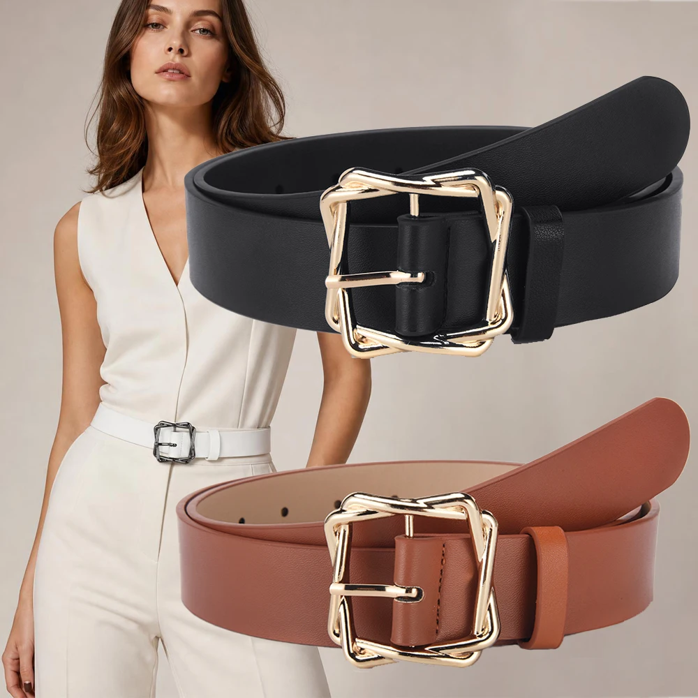 New Fashionable and Creative Geometric Pin Buckle Belt High Quality Women's Casual Wear Personalized Women's Daily Matching Belt