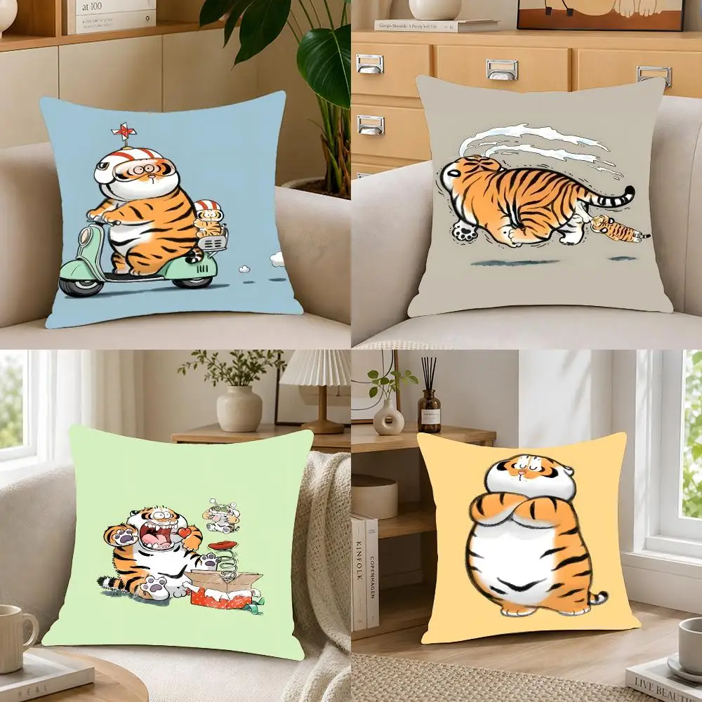 Character Anime I'm Not A Fat Tigers Cushion Cover Crystal velvet sofa Aesthetic room decor Car seat back cushion