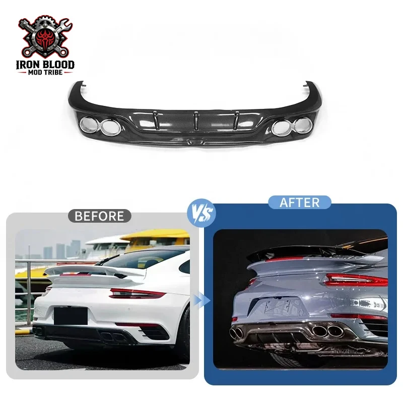 Suitable for 911 991.2 Turbo S Carbon Fiber AK Style Car Rear Diffuser Lip view 4