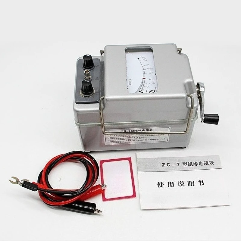 ZC-7 Hand Crank Insulation Testing Unit 1000V/2500V/5000V High Voltage Megameter For Electric Cable Transformer Maintenance Test