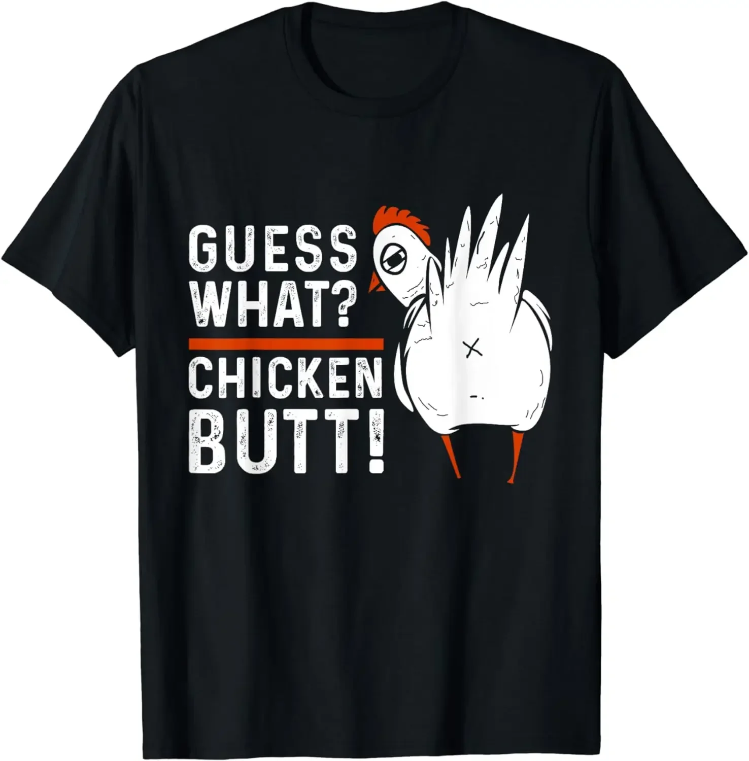 Fun summer special pattern printed T-shirt Guess what chicken butt humorous fashion top short sleeve men's and women's clothing