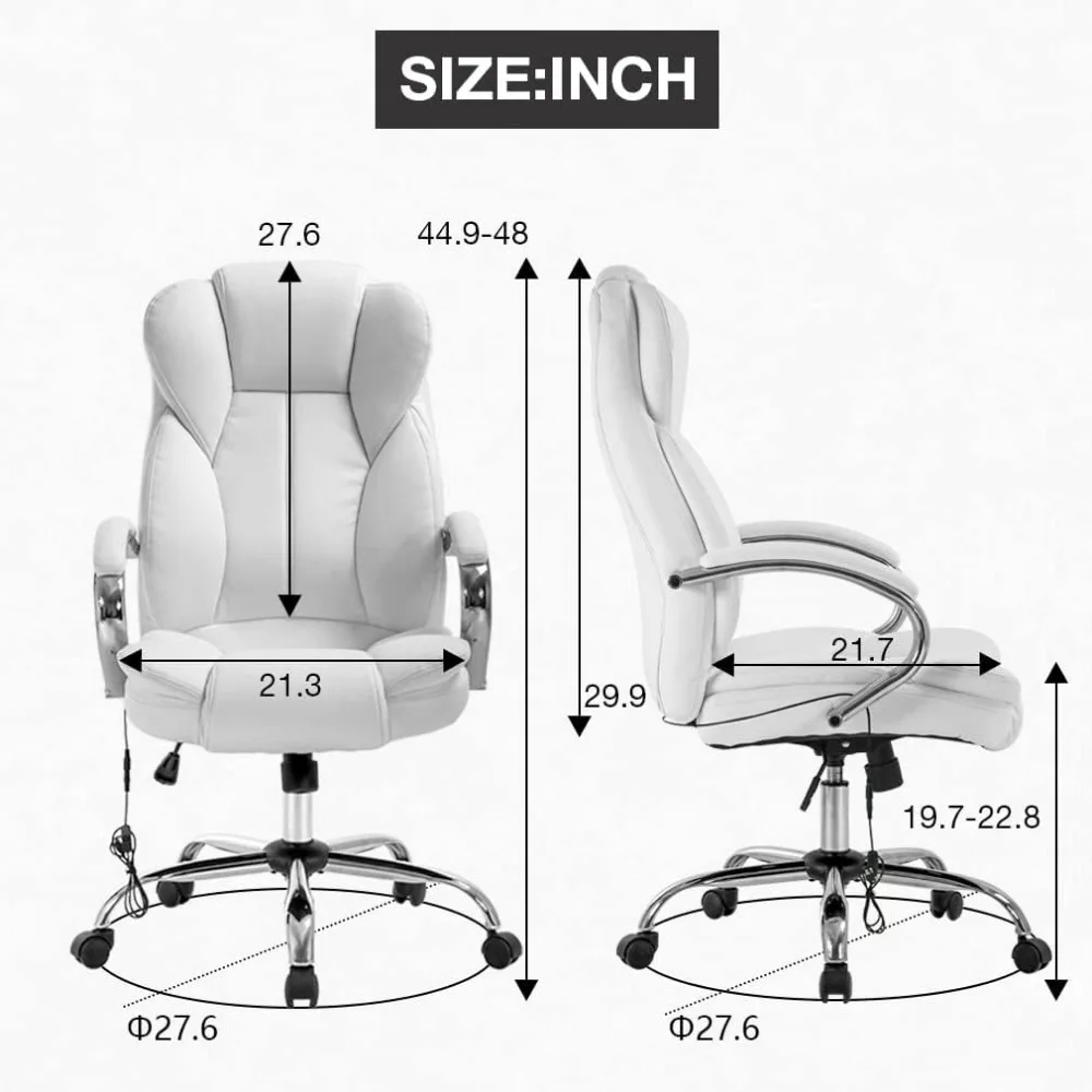 Office Chair Adjustable High Back Computer Chair PU Leather Massage Ergonomic Executive Task Rolling Swivel with Lumbar Support