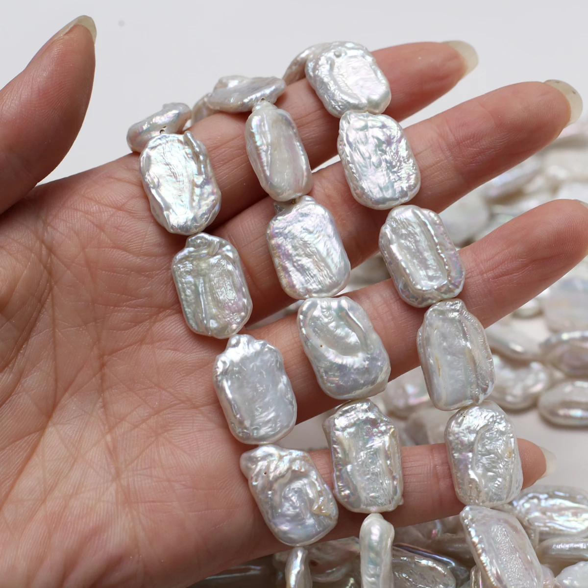 

18cm 12x16mm Baroque Square Natural Freshwater Pearl White Loose Beads for Jewelry Making DIY Women Necklace Bracelet Accessory