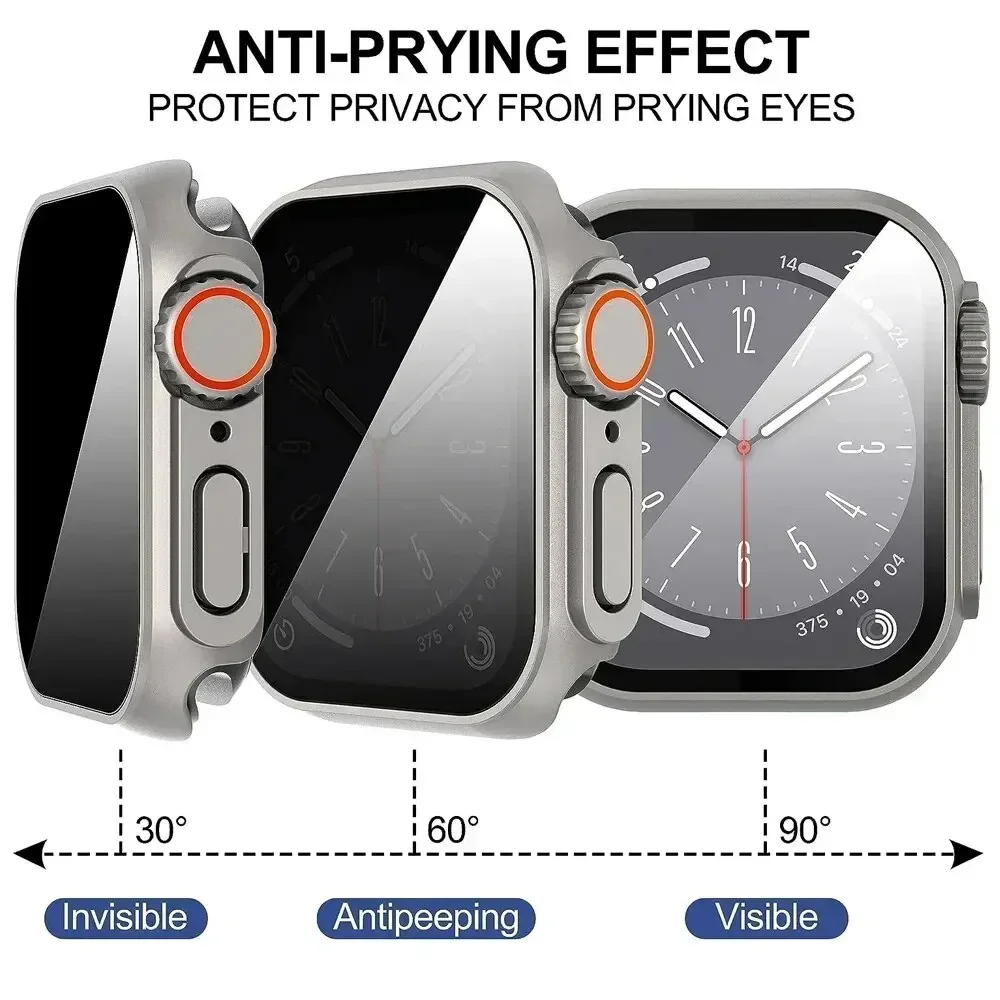 Ekran szkลo hartowane z filtrem prywatyzujฤ
cym ekran + etui na Apple Watch Serie9 8 7 6 5 4 SE ochraniacz zmiana na Ultra dla iwatch 45 44 41 40mm