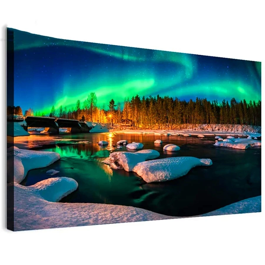 Pittura diamante 5D fai da te aurora boreale natura punto croce diamante pieno mosaico ricamo arte di grandi dimensioni paesaggio del lago delle nevi