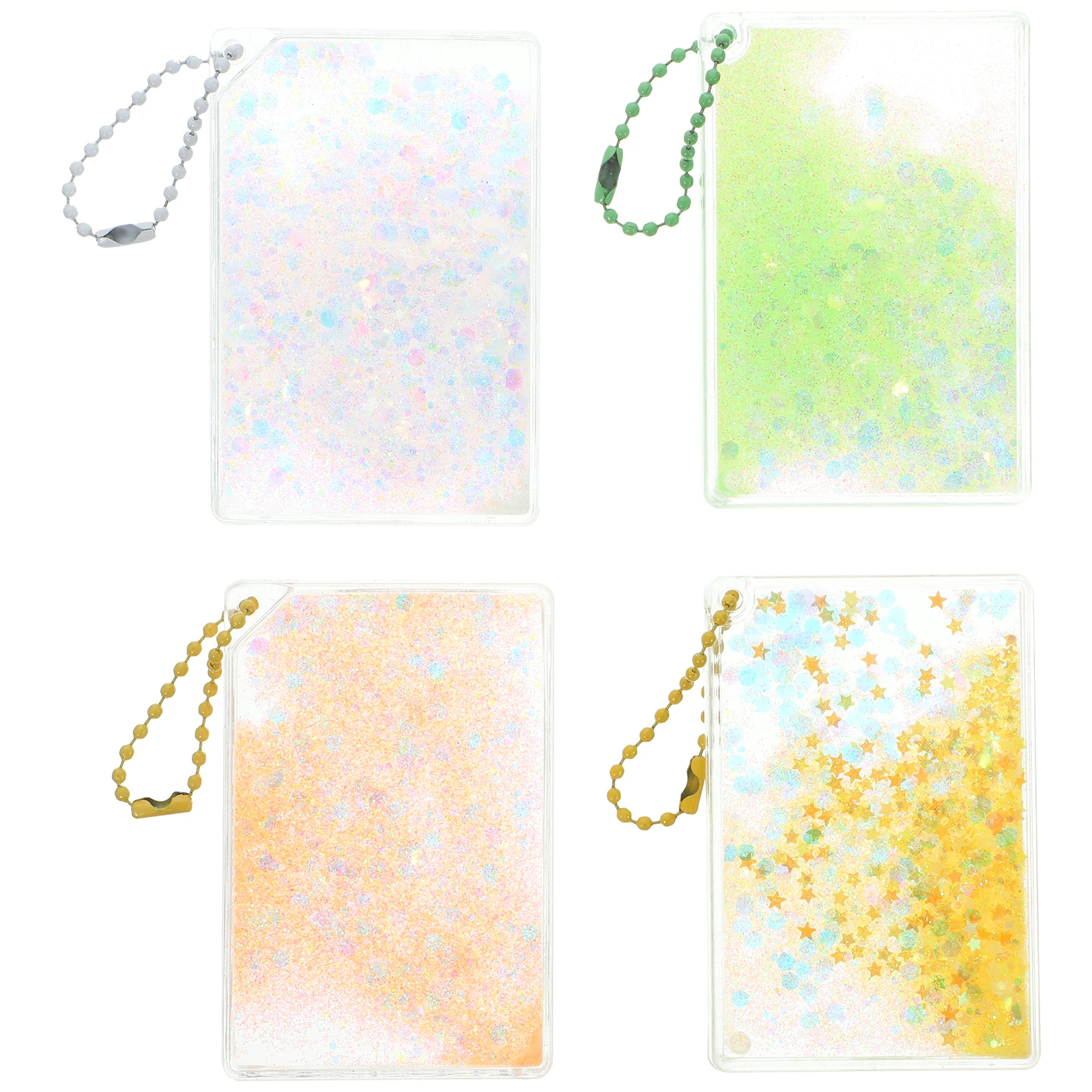 ที่ใส่การ์ดแบบทรายไหล 4 ชิ้น ที่ใส่โฟโต้การ์ดแบบมีกลิตเตอร์ ปกป้องการ์ดขนาดเล็ก ซองใส่การ์ดพกพา สำหรับบัตรประจำตัว บัตรเครดิต บัตรนักเรียน