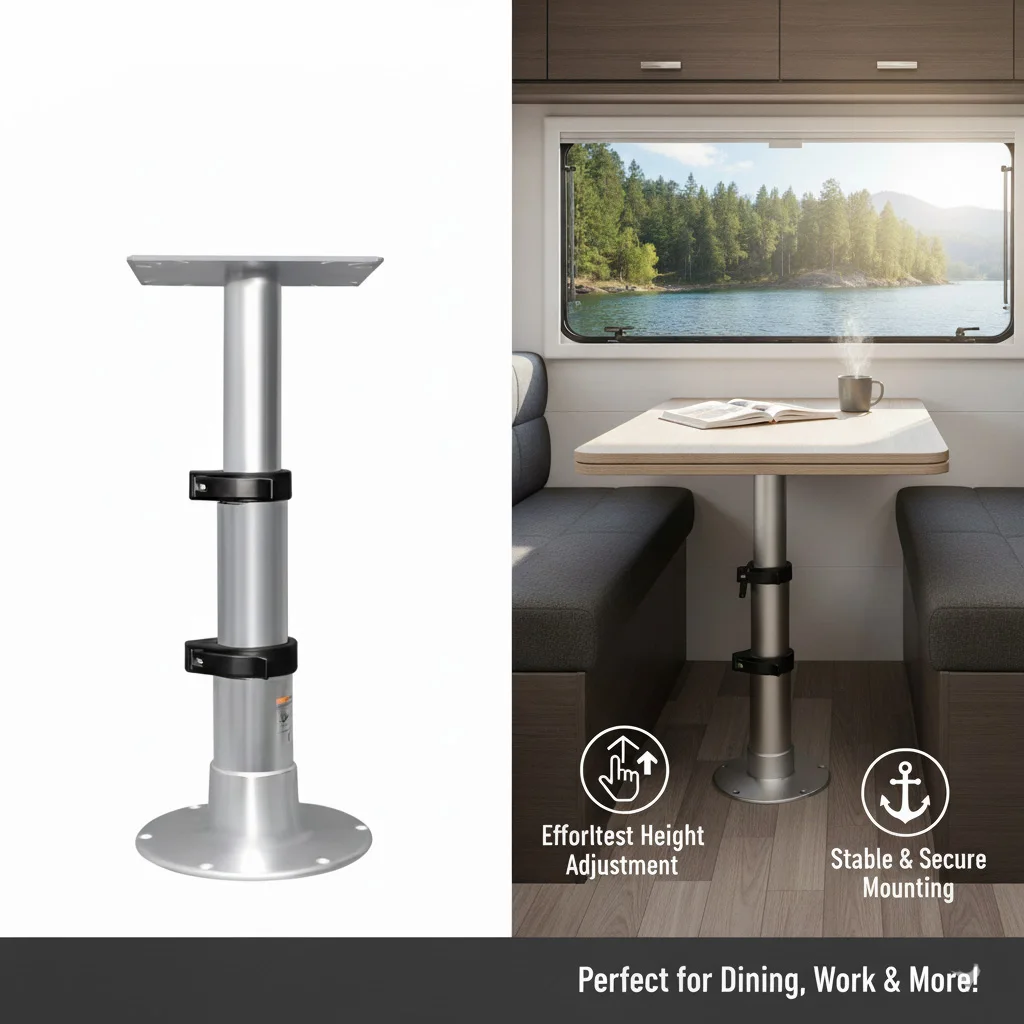 أرجل طاولة قابلة للتعديل، ثلاثة إعدادات للارتفاع، مصنوعة من سبائك الألومنيوم، مناسبة للمركبات الترفيهية واليخوت والاستخدام المنزلي. شحن سريع محلي.