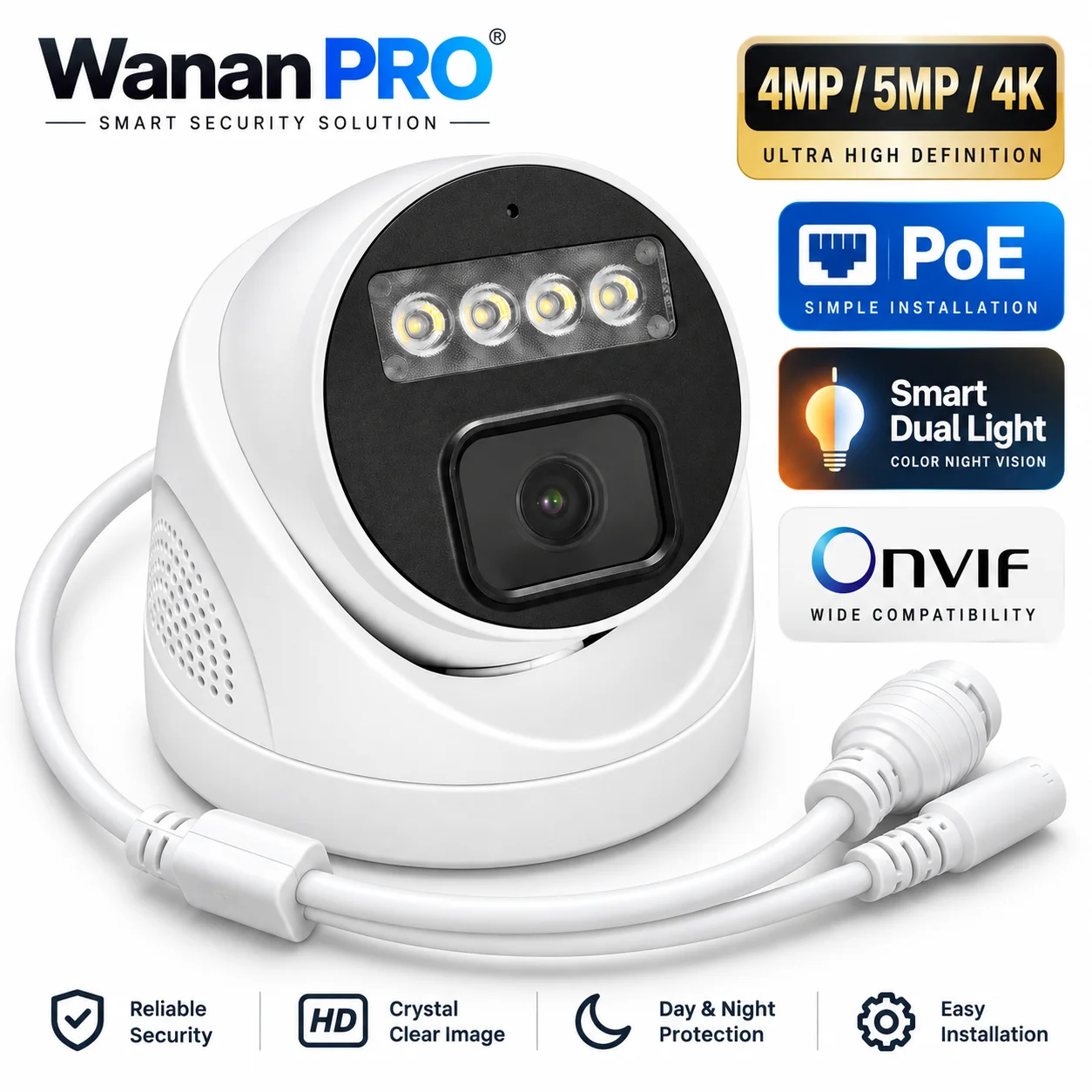 4MP 5MP 4K PoE IP Camera Security Camera Dome Smart Dual Light Night Vision ONVIF Built-in Mic CCTV Surveillance Camera ﻿