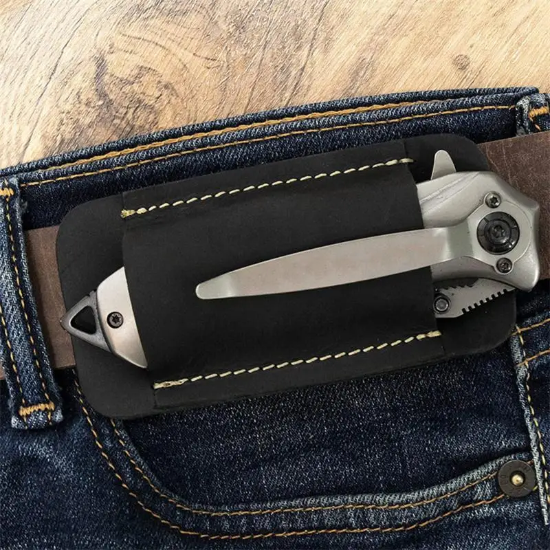 1PC Leather Knives Sheaths Leather Sheath for Folding Knives Carrier Mini Knives Flashlight Leather Holster