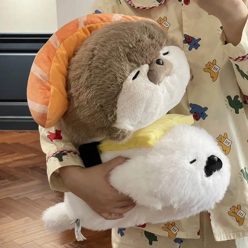 40cm Seal Anime Plush Pillow Cute Sleep Animal Stuffed Soft Doll Kawaii Cartoon Simulation Otter Creative Toys Birthday Gifts