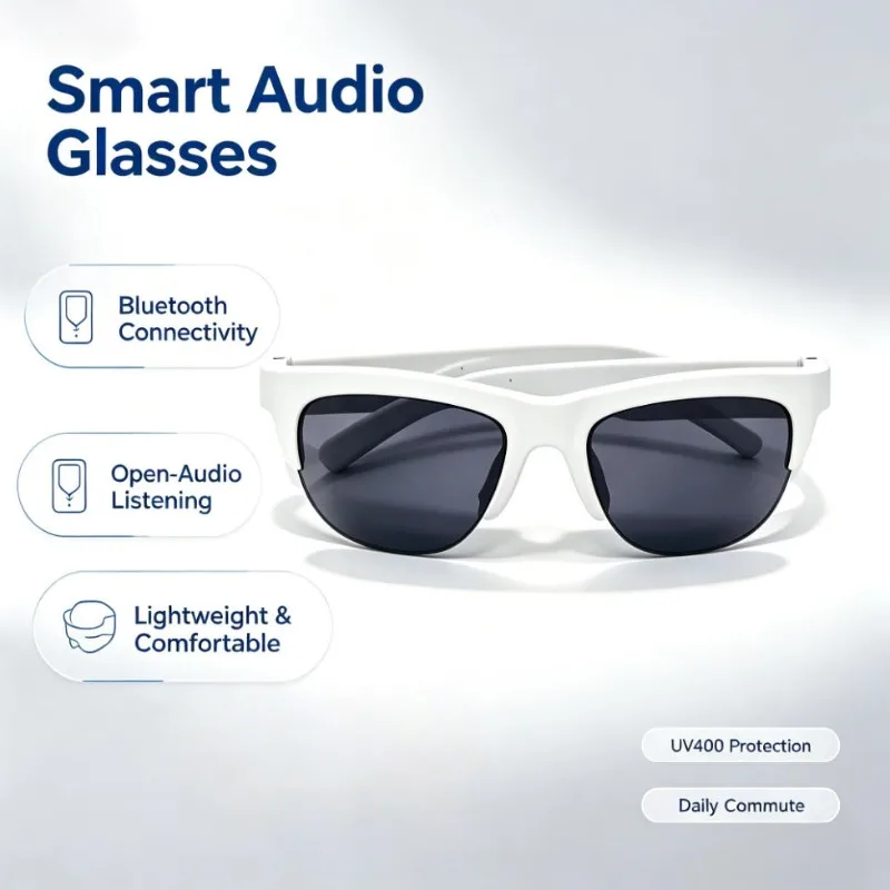 Smart Audio Glasses Bluetooth Open Ear Speaker Sunglasses UV400 Protection Lightweight Headset for Daily Commute Outdoor