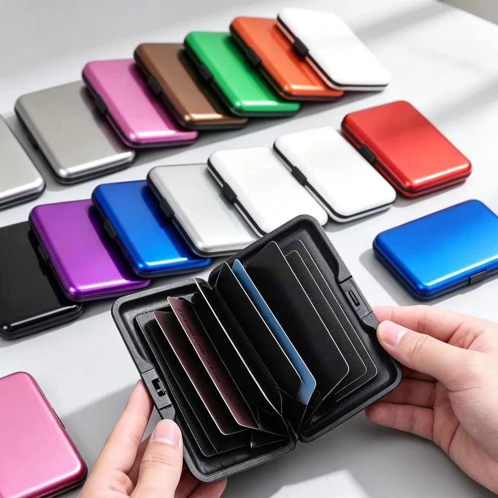 RFID Blocking Aluminum Credit Card Holder, Waterproof Anti-Theft Metal Wallet Coin Purse Business Card Case for Men Women