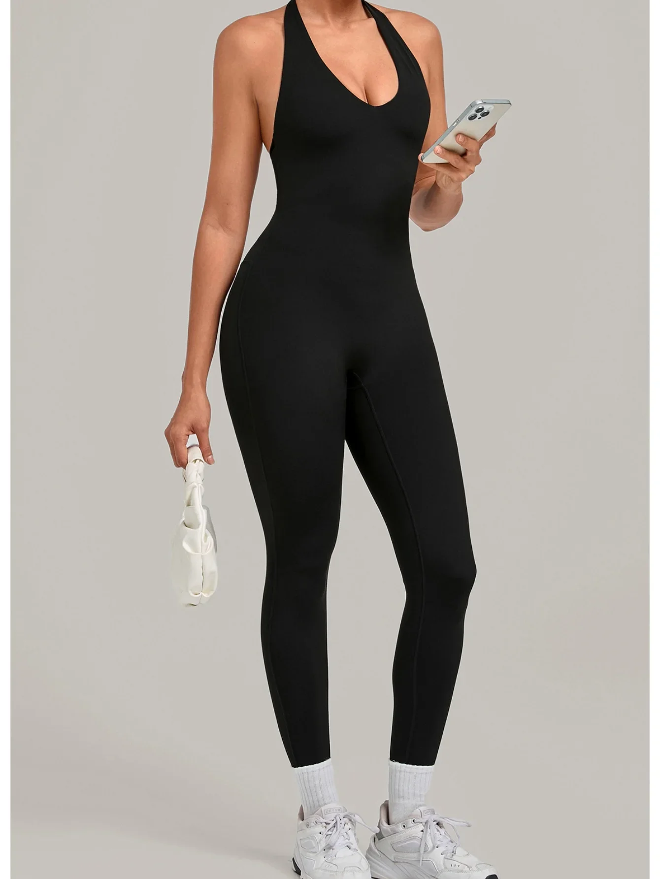 Sexy Hanging Neck V Neck Yoga Jumpsuit Women Tight Back V Hip Lifting Long Pants Sports One Piece Suit Running Stretch Bodysuit
