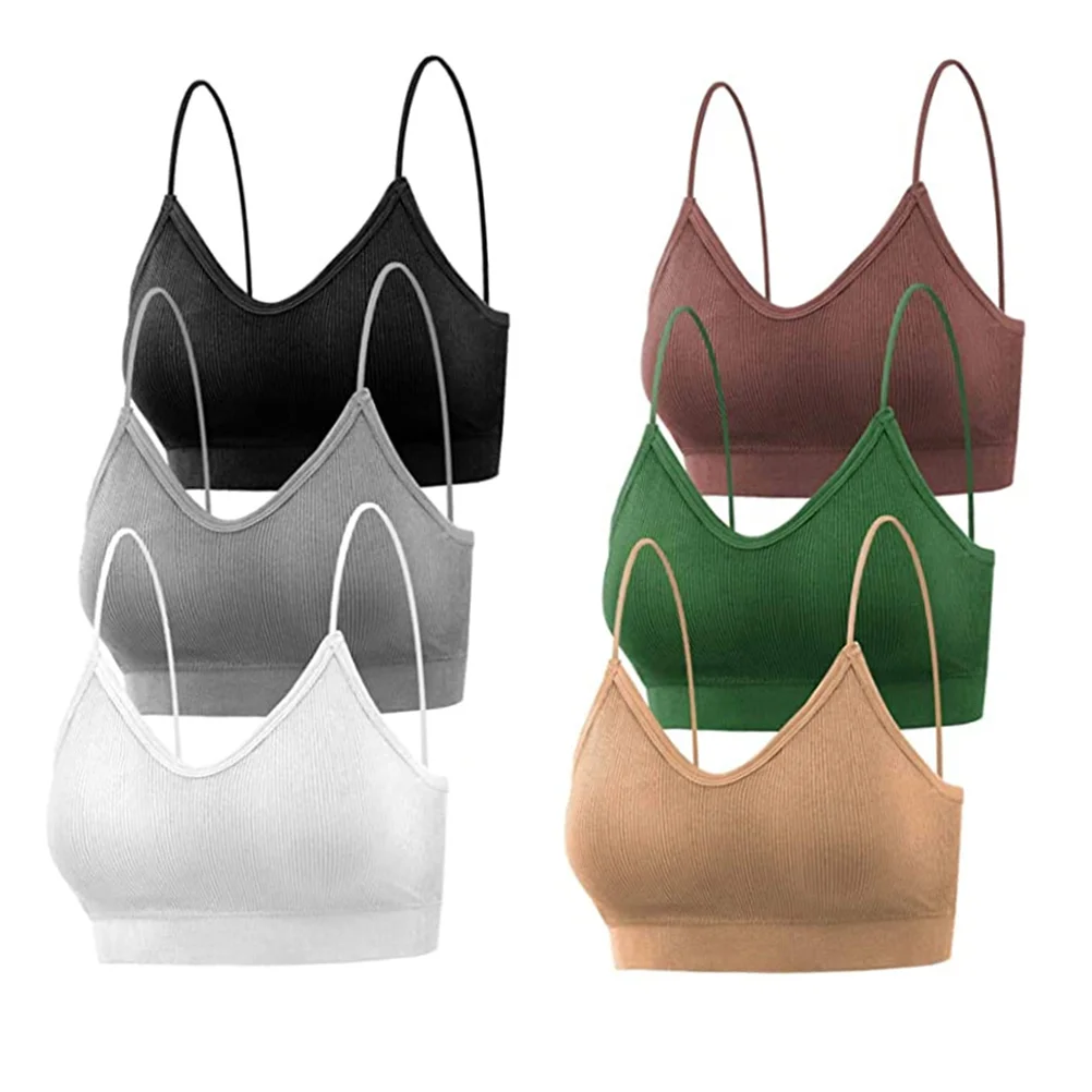 

6 Pcs Camisole Strapless Vest Neck Padded Bras Women's Vests Sleeping for Seamless Bralette Straps