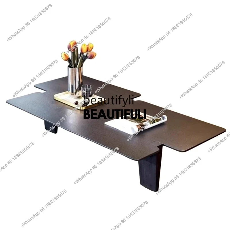 

ss8350 minimalist irregular smoked wood color coffee table living room, modern minimalism, wabi-sabi special-shaped coffee table