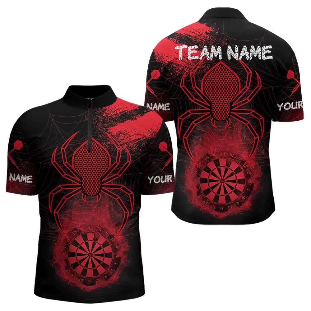PLstar Cosmos' new personalized 3D printed red dart pattern polo shirt, unisex, casual team throwing sports series -4