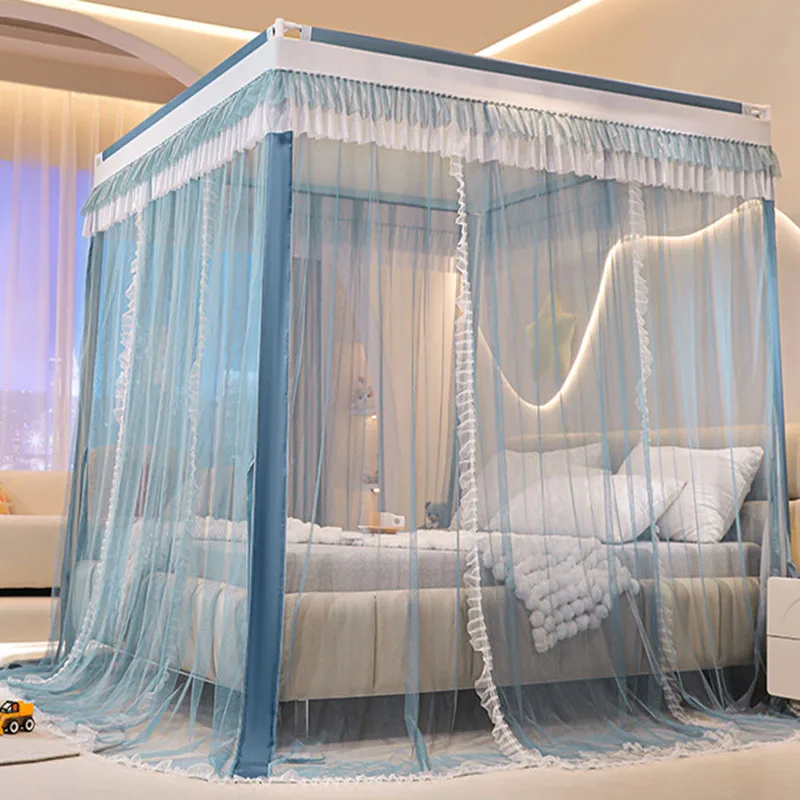 High Quality Palace Floor Encrypted Mosquito Net Full Face 3 Doors Large Space Bed Curtain Lace Tent with Thickened Bracket