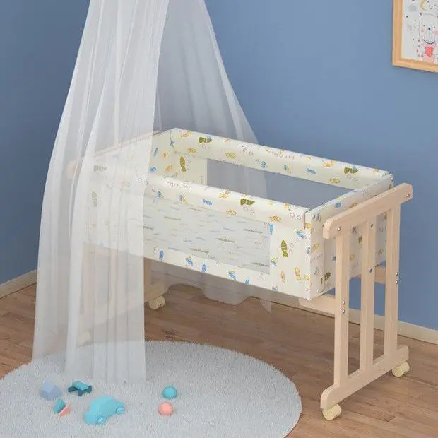 85Cm long simple solid wood baby crib