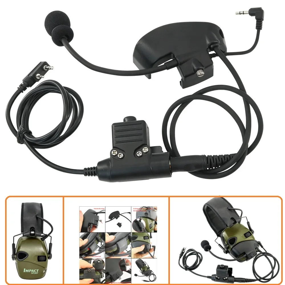 Electronic Earmuffs Convert To Communications Headset Adapter External Mic Kit for Howard Leight Impact Sport Shooting Headset