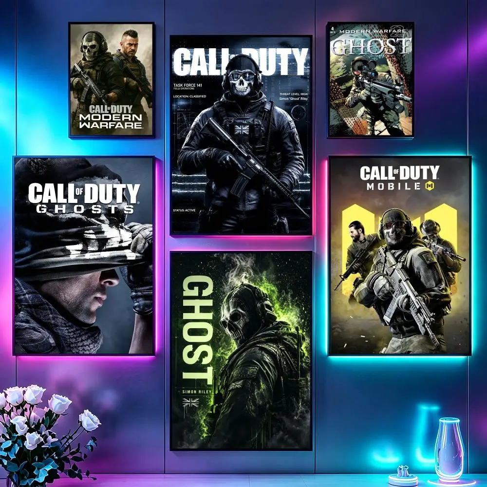 Game Call of Duty GhostS Poster Poster Sci Fi Cyberpunk HD Self Adhesive Wall Print Futuristic Home Game Room Decor Gift