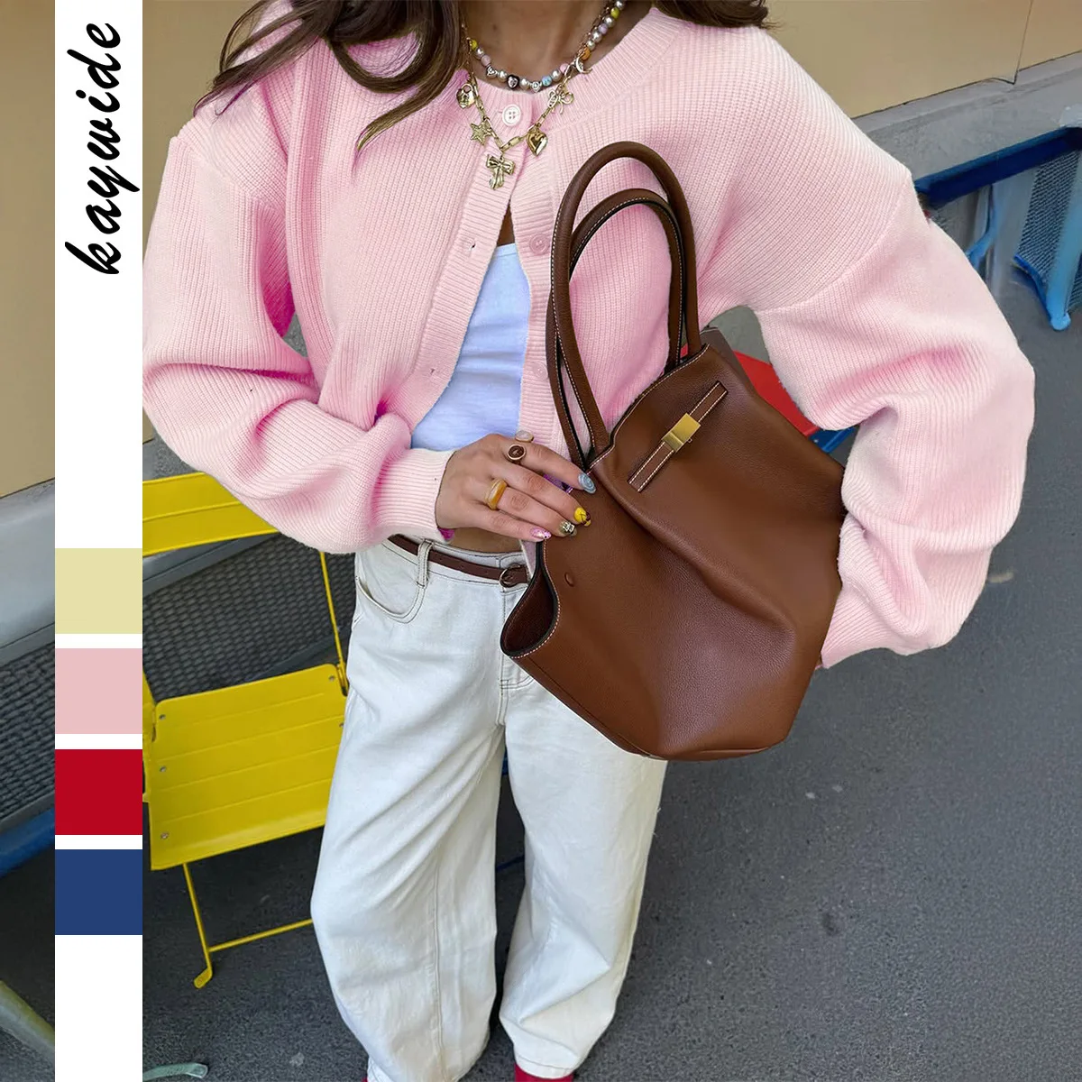 

Simple Holiday Button Wool Long Sleeve Jacket Sweater Women's Clothing 2025 Autumn And Winter Station