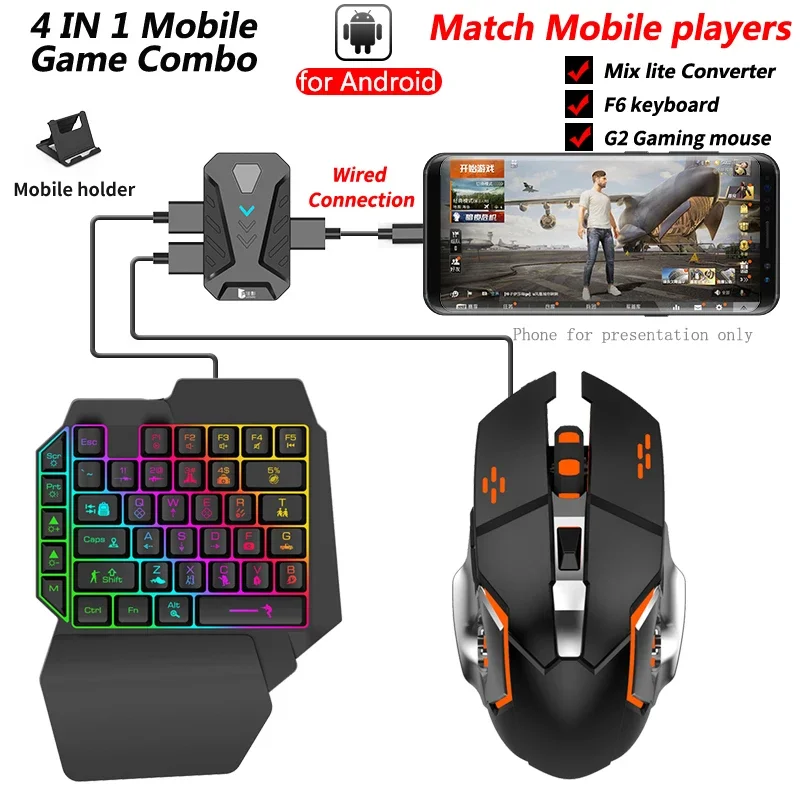 مزيج بور/لايت PUBG لوحة مفاتيح ألعاب وماوس صغير المحمول لوحة مفاتيح وماوس محول لعبة المحمول ل PS4 PS5 Xbox نينتندو سويتش