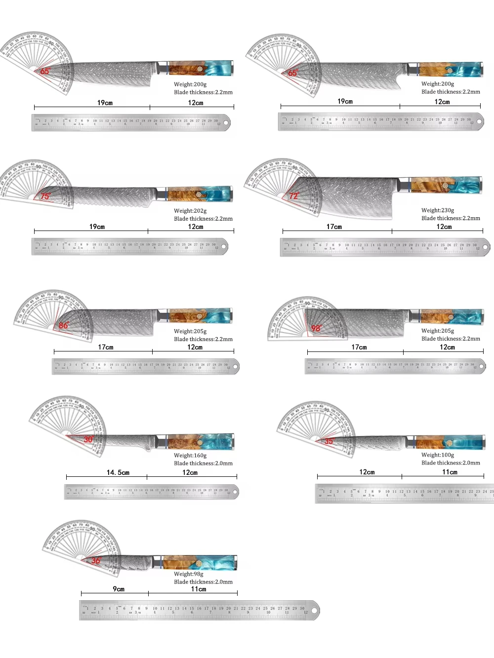 Japanese 67-Layer Damascus Knife Set 2