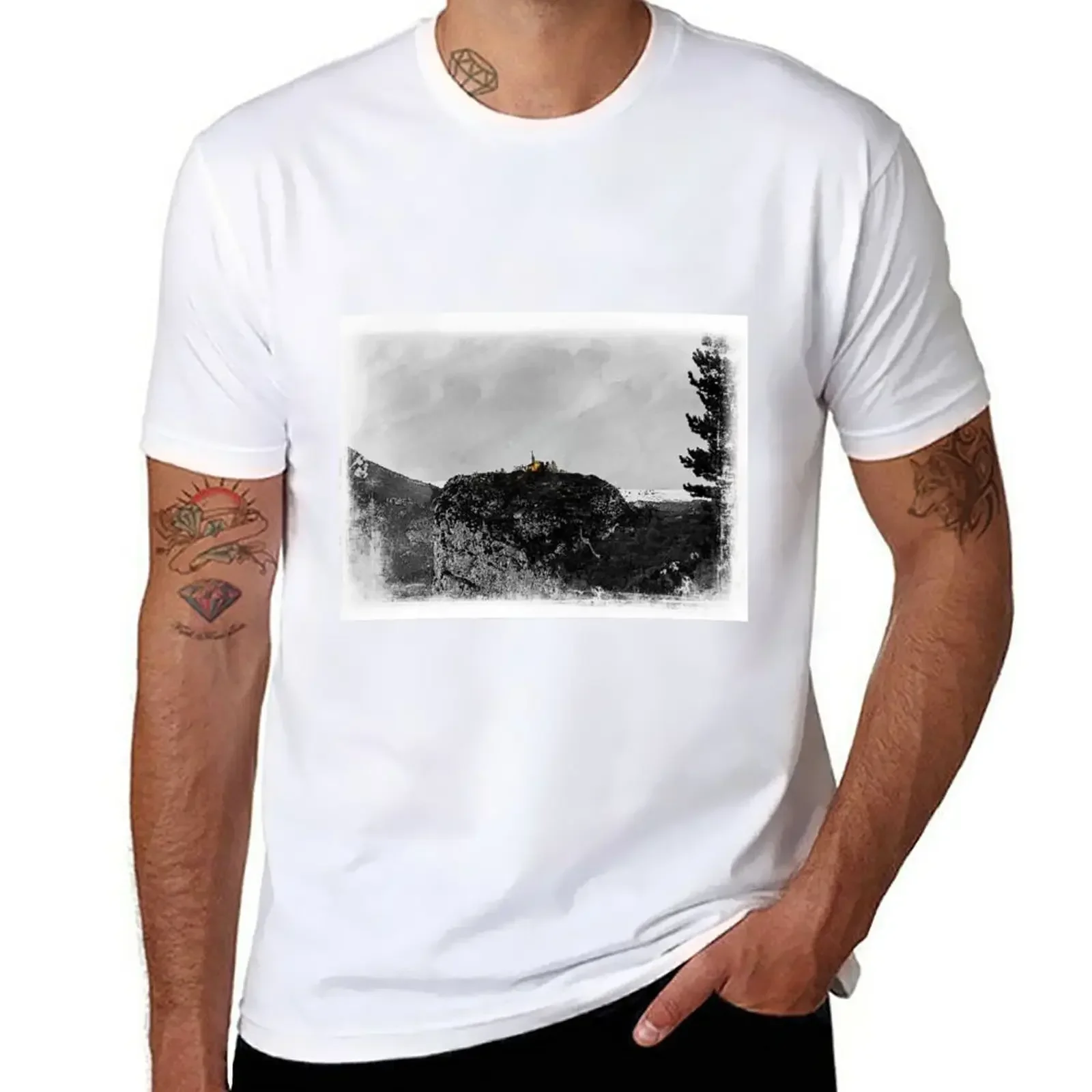 Castellane, France on the Route Napoleon T-Shirt vintage clothes plain T-shirt men