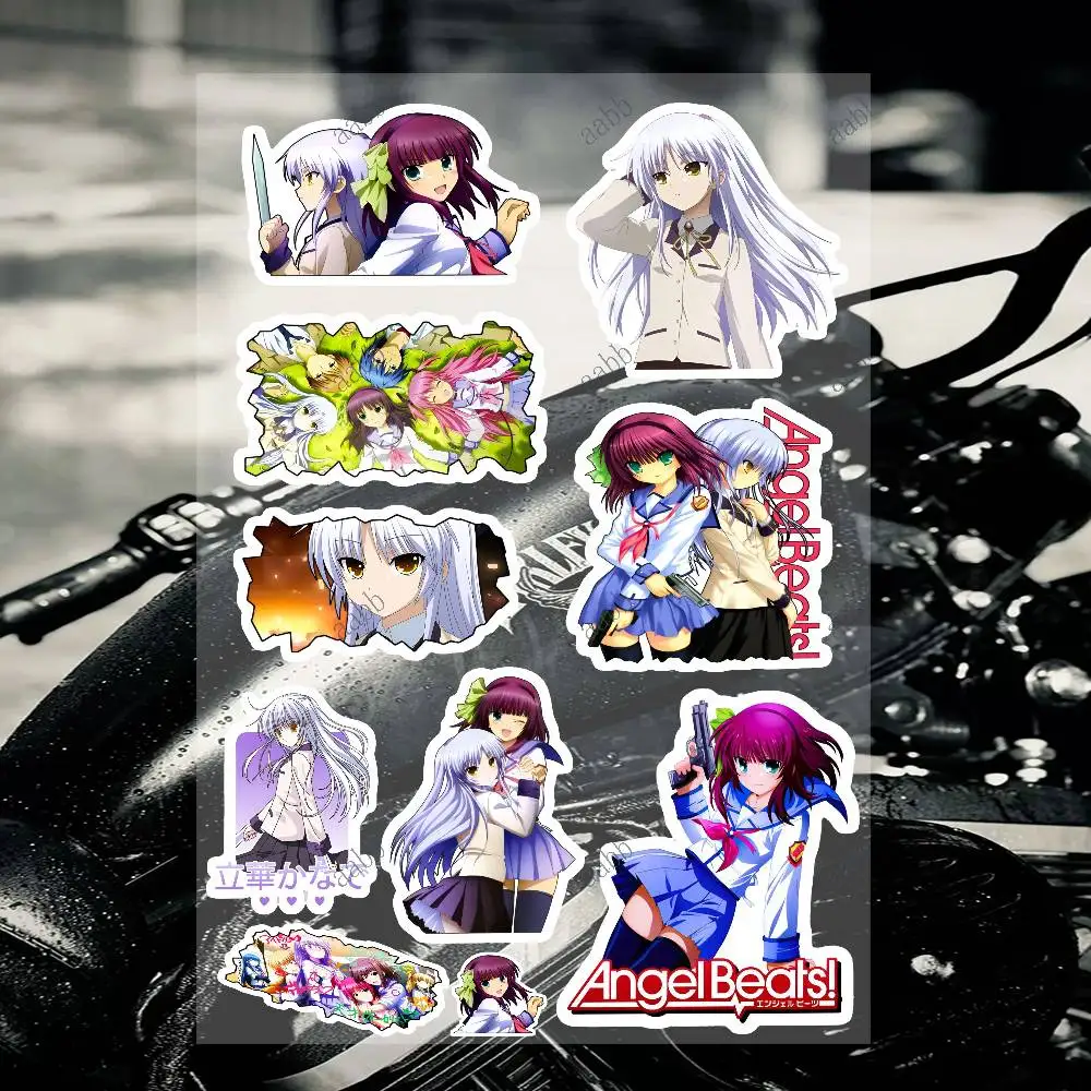 Angel Beats Anime Custom Motorcycle Sticker Kit Reflective Decal Set For Helmet Tank Fairing Body Graphics