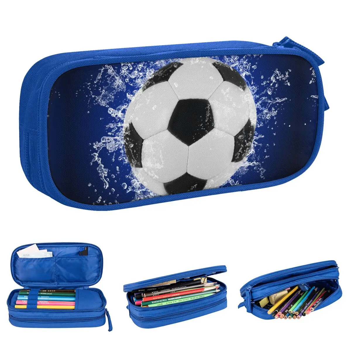 grandes bolsas de lapis de armazenamento para estudantes zipper stationery para alunos da escola soccer sport pencil cases football balls pen 01