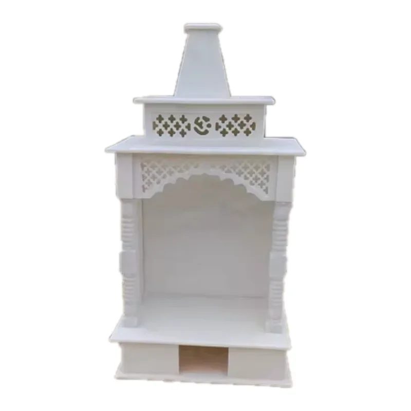 Shengye Factory Custom Hand-carved Polished Natural White Marble Family Temple Pooja Mandir Interior Home Office Ornament