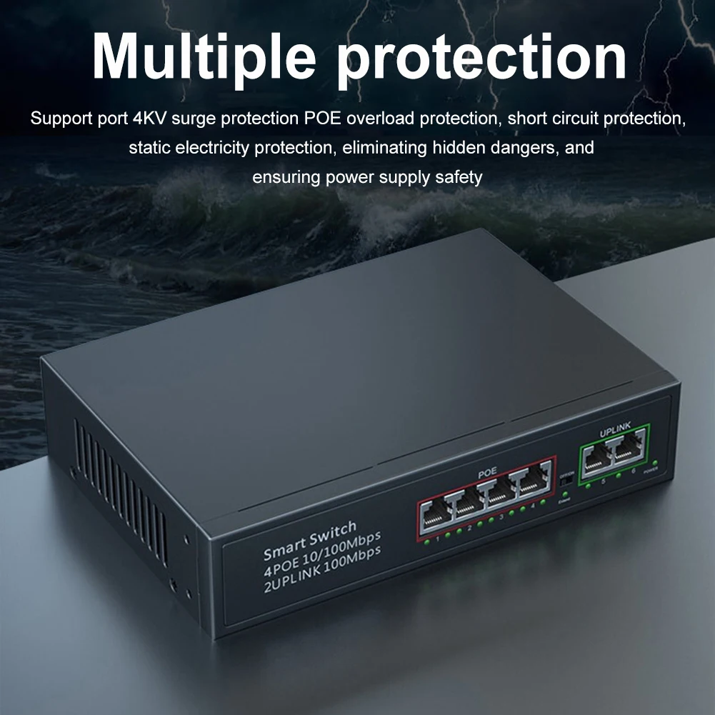 4/8-портовый гигабитный коммутатор POE, Ethernet-коммутатор, совместимый с 10/100/1000 Мбит/с IEEE802.3AT/AF, предназначенный для IP-камеры/безопасности видеонаблюдения